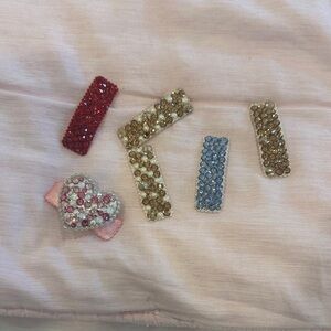 Sparkling Kids Hair Clip Set - Red, Gold, Blue